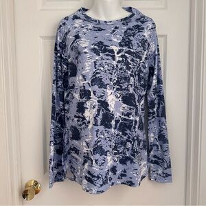 Reel Life Women’s Blue Lavender Pattern Size Large Long Sleeve Rash Guard